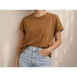 Everlane Organic Cotton Pocket Tee Size M Brown Minimalist Boxy